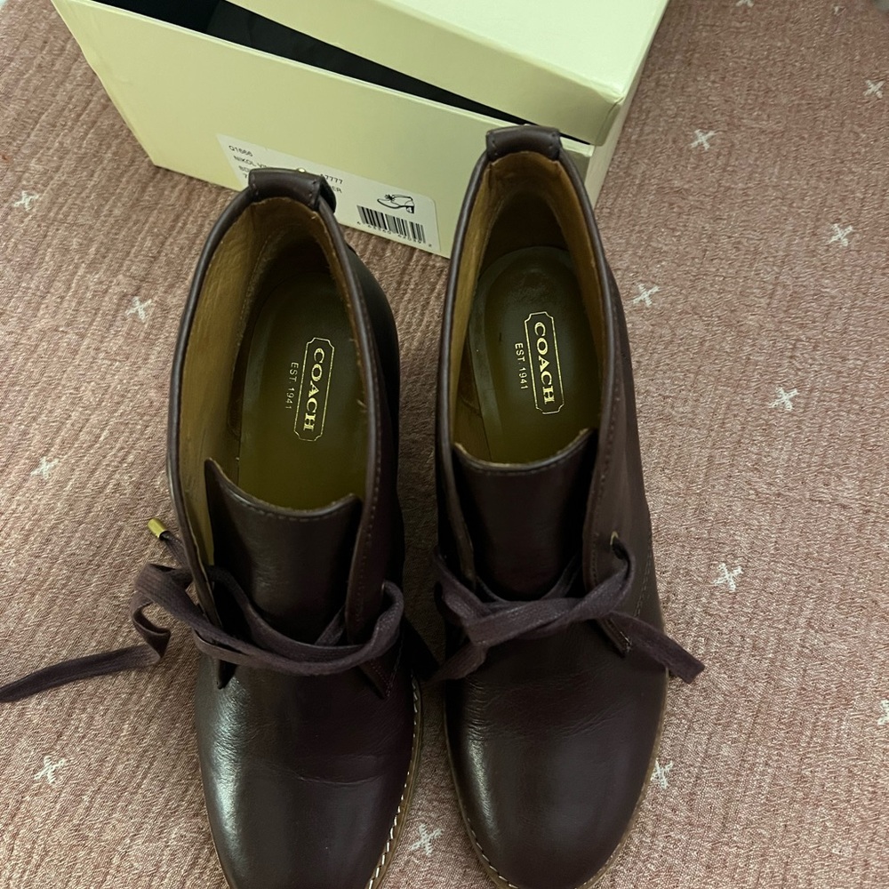 Coach Women's Burgundy Ankle Booties - Picture 8 of 9